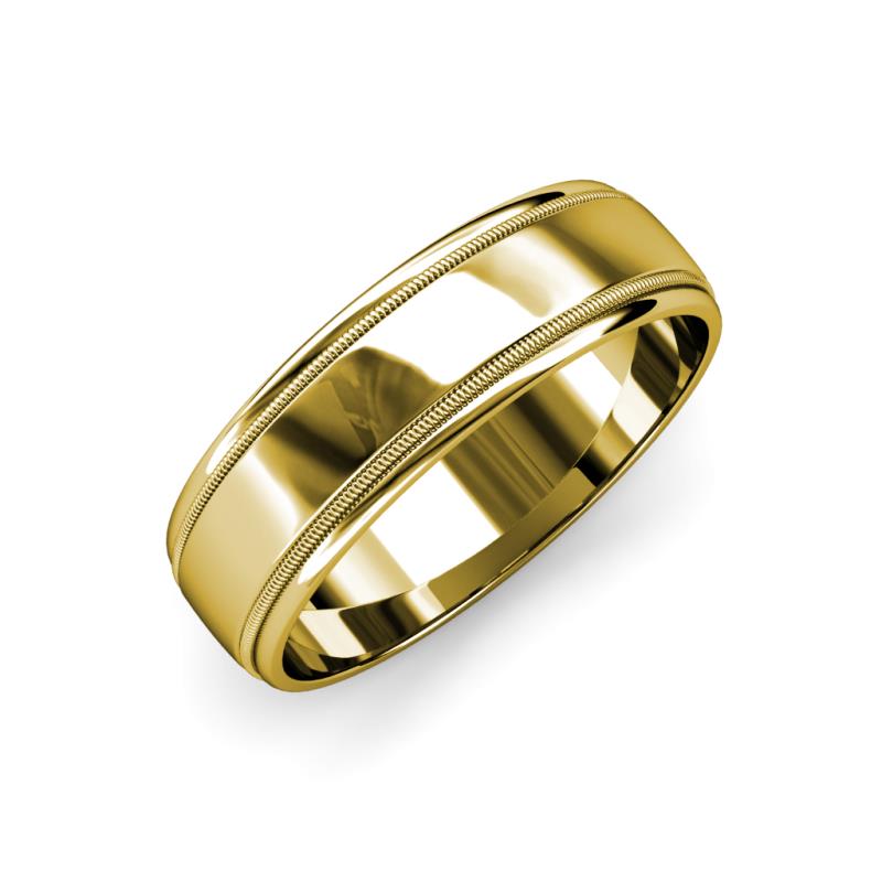 Bryon High Polish 4 mm Milgrain Wedding Band 