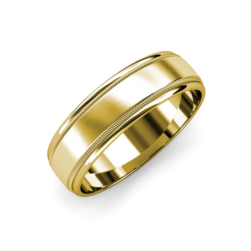 Bryon Satin Finish 4 mm Milgrain Wedding Band 
