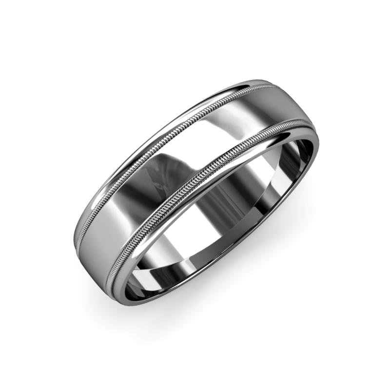 Bryon High Polish 4 mm Milgrain Wedding Band 