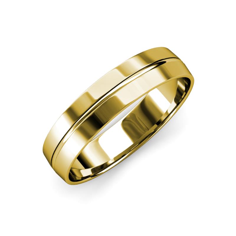 Ezalor High Polish 5 mm Center Ridge Wedding Band 
