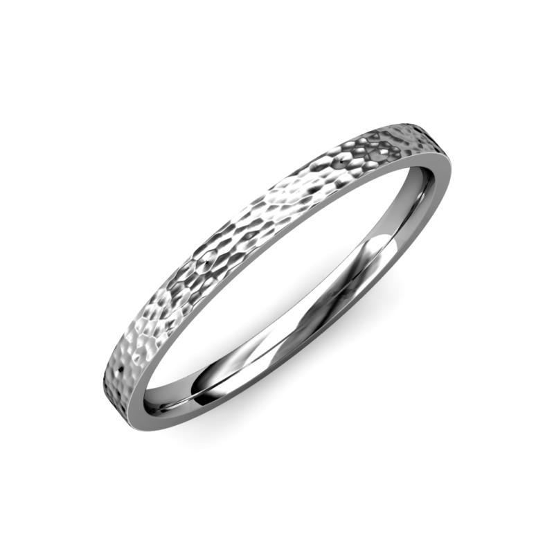 Aidan Hammer Finish 2.00 mm Flat Comfort Fit Unisex Wedding Band 