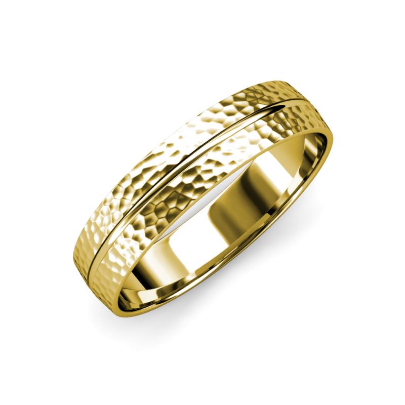Ezalor Hammer Finish 5 mm Center Ridge Wedding Band 