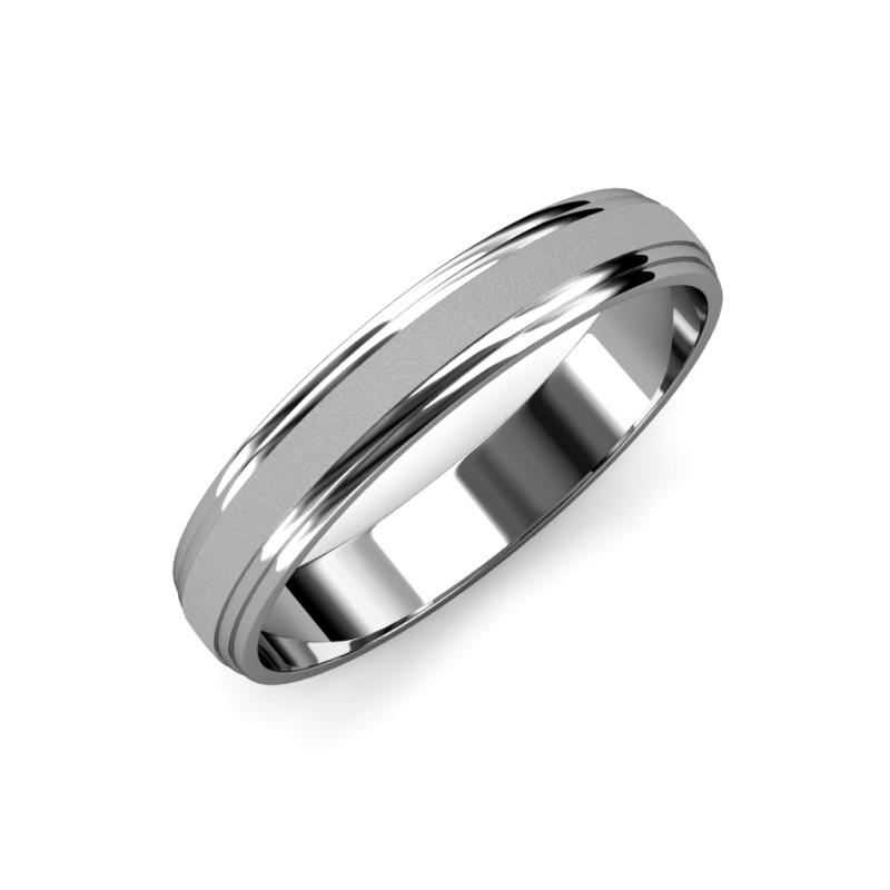 Alain Glass Finish 4 mm Step Edge Wedding Band 