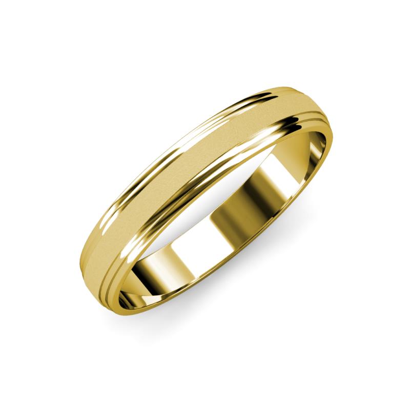 Alain Glass Finish 4 mm Step Edge Wedding Band 