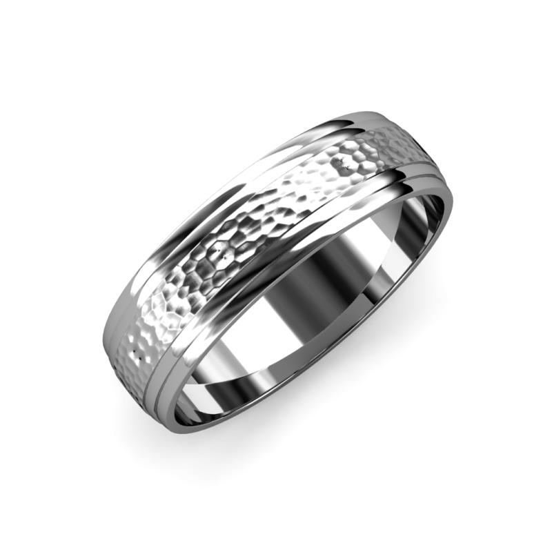 Alain Hammer Finish 4 mm Step Edge Wedding Band 