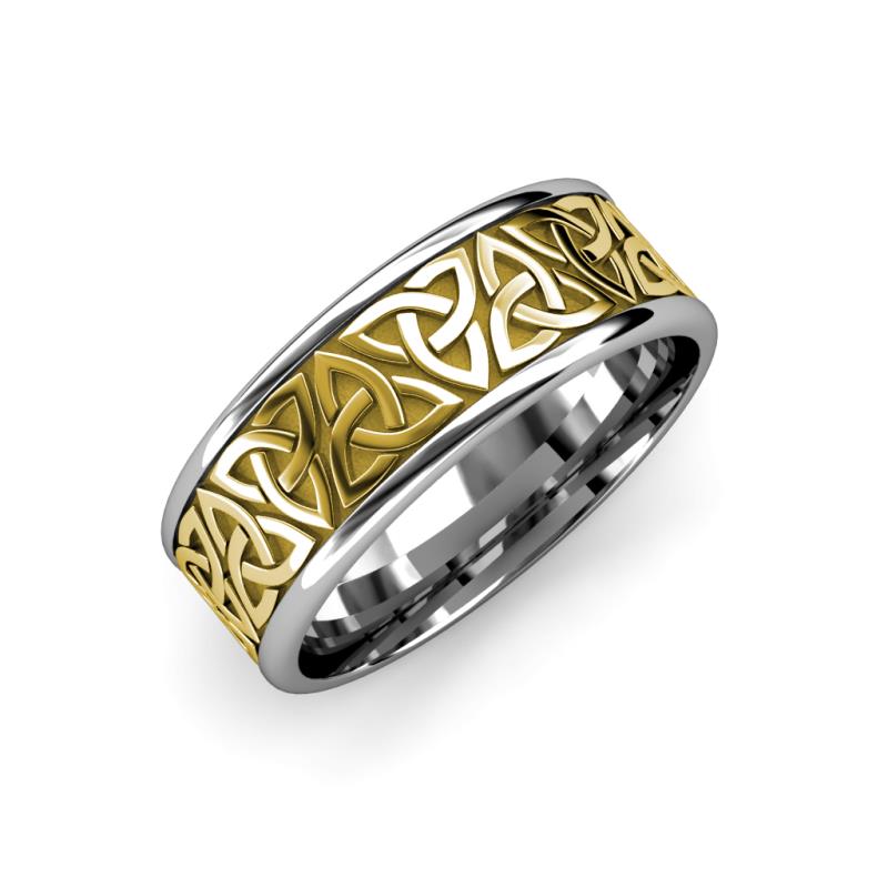 Arden High Polish 7.00 mm Two Tone Celtic Trinity Knot Wedding Band 