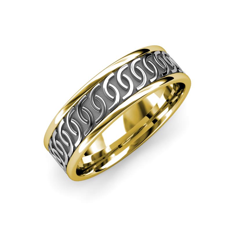 Eavan High Polish 6.00 mm Two Tone Celtic Wedding Band 