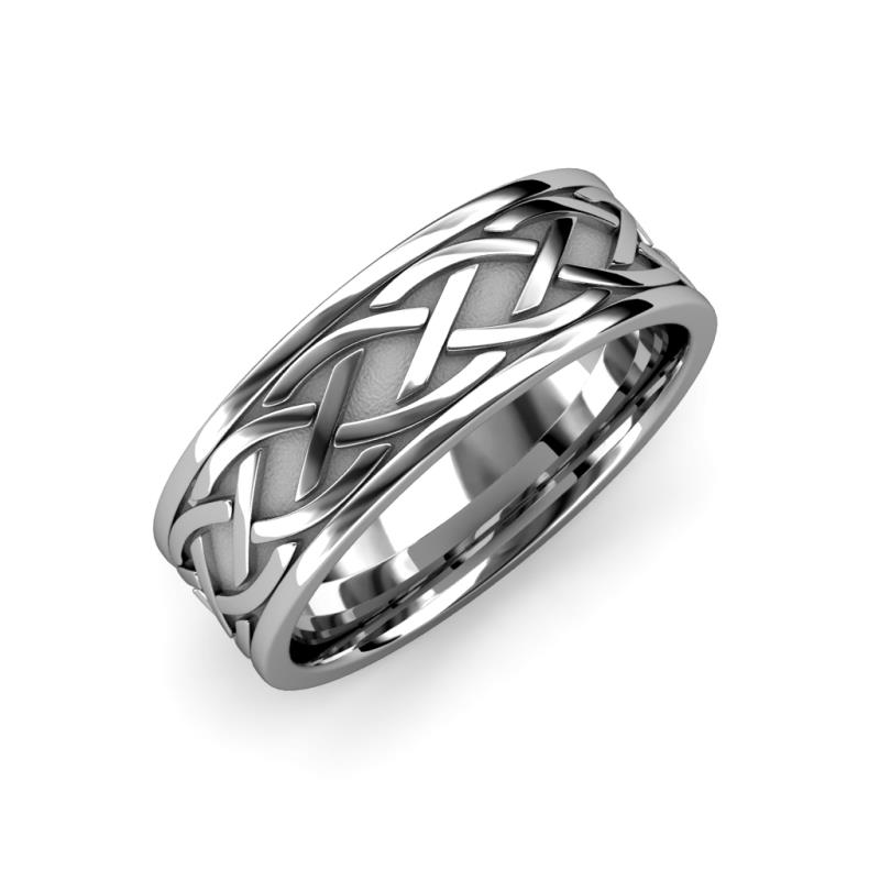 Elaine High Polish 7.00 mm Braided Celtic Wedding Band 