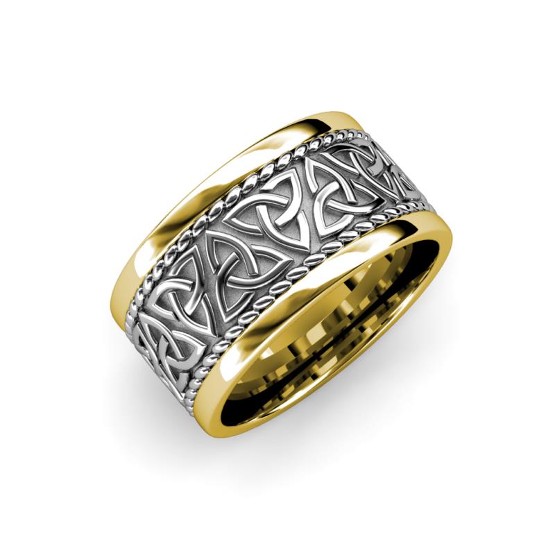 Laney High Polish 10.00 mm Two Tone Celtic Trinity Knot Wedding Band 