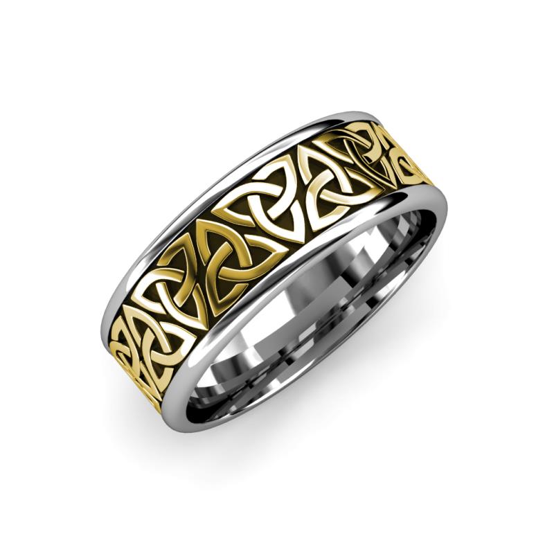 Danica High Polish 7 mm Two Tone Celtic Trinity Knot Wedding Band 