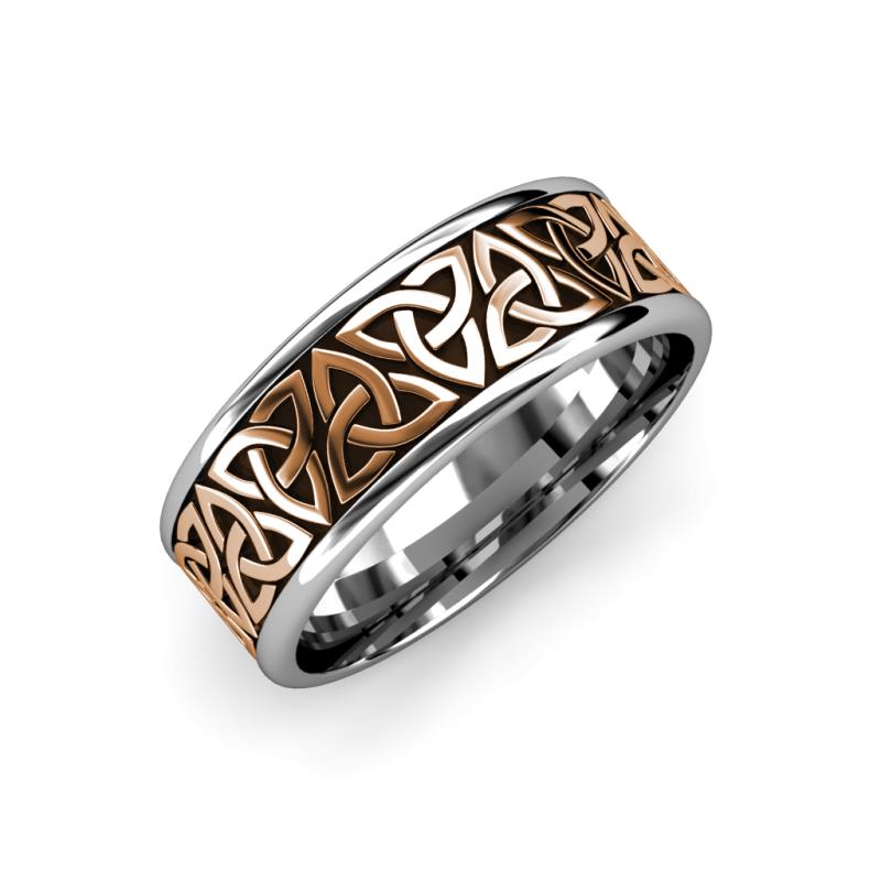Danica High Polish 7 mm Two Tone Celtic Trinity Knot Wedding Band 