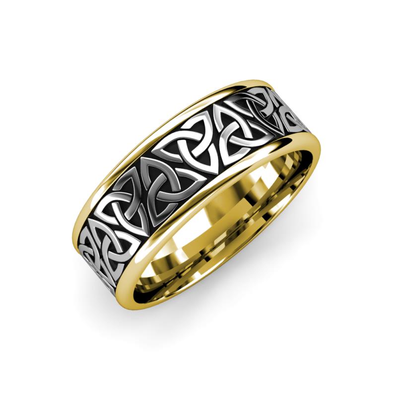 Danica High Polish 7 mm Two Tone Trinity Knot Celtic Wedding Band 