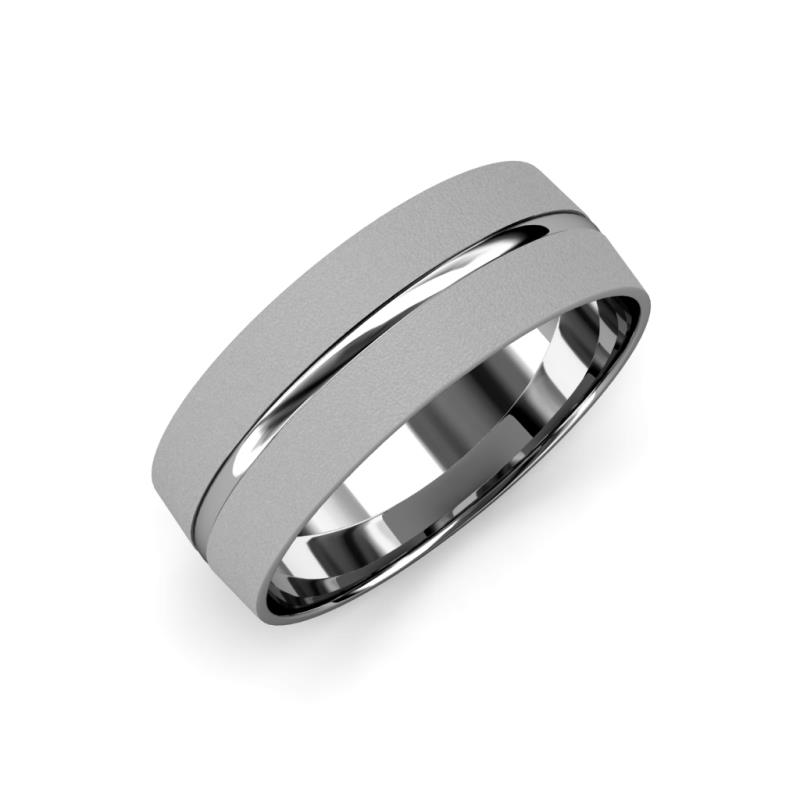 Ezalor Glass Finish 5 mm Center Ridge Wedding Band 