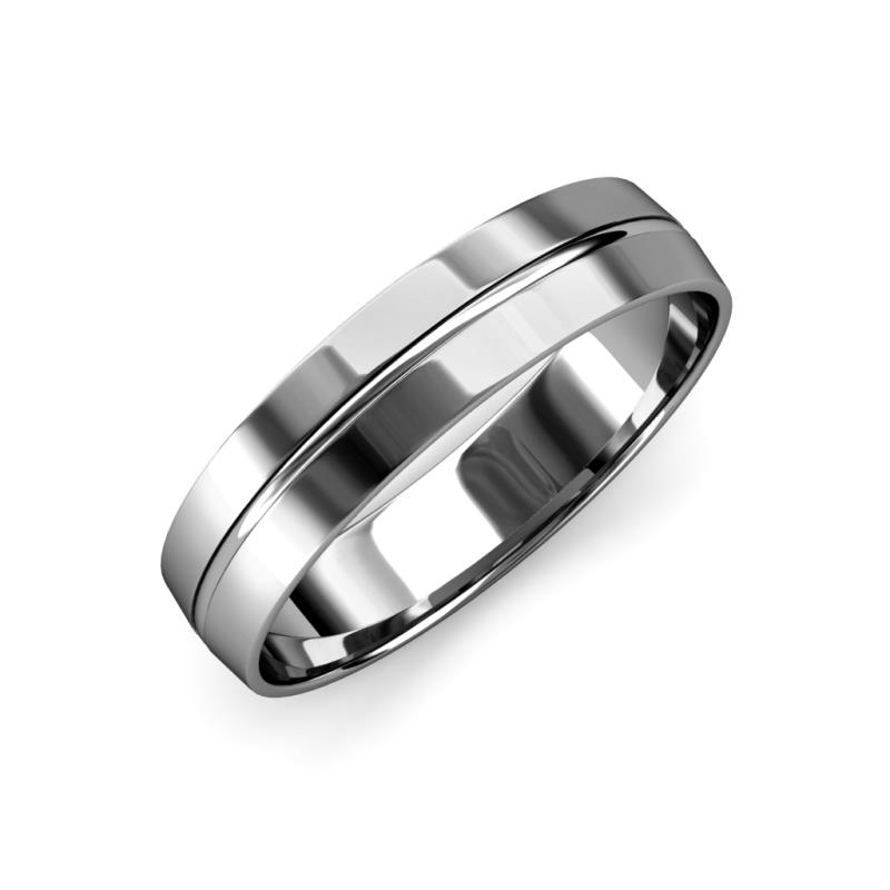 Ezalor High Polish 5 mm Center Ridge Wedding Band 