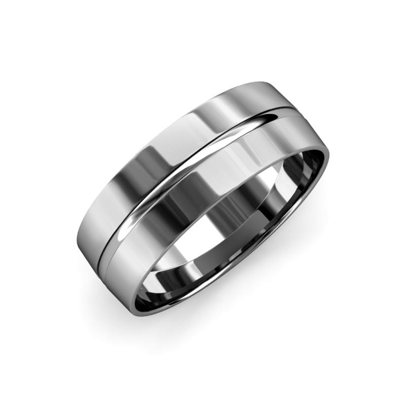 Ezalor High Polish 5 mm Center Ridge Wedding Band 
