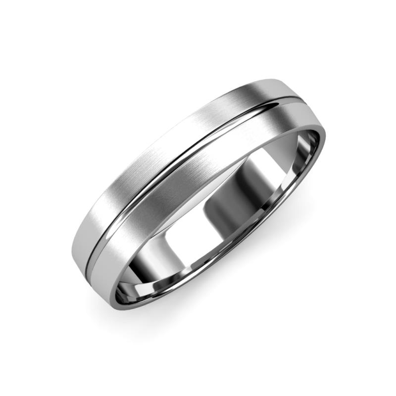 Ezalor Satin Finish 5 mm Center Ridge Wedding Band 