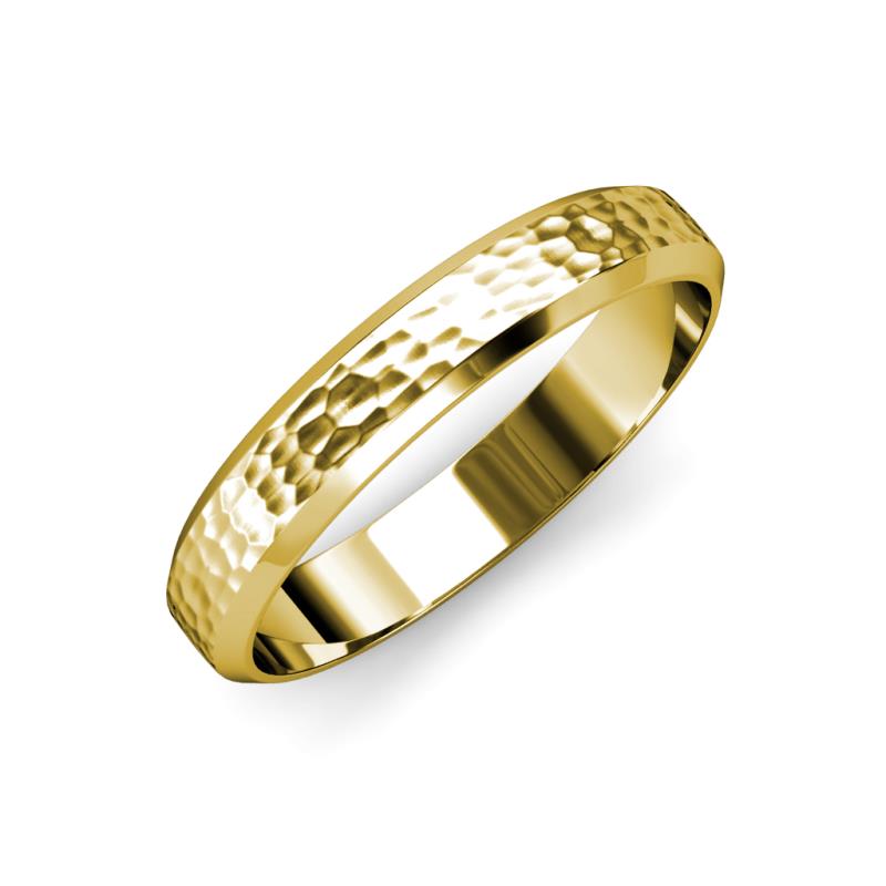 Feivel Hammer Finish 4.00 mm Beveled Edge Wedding Band 