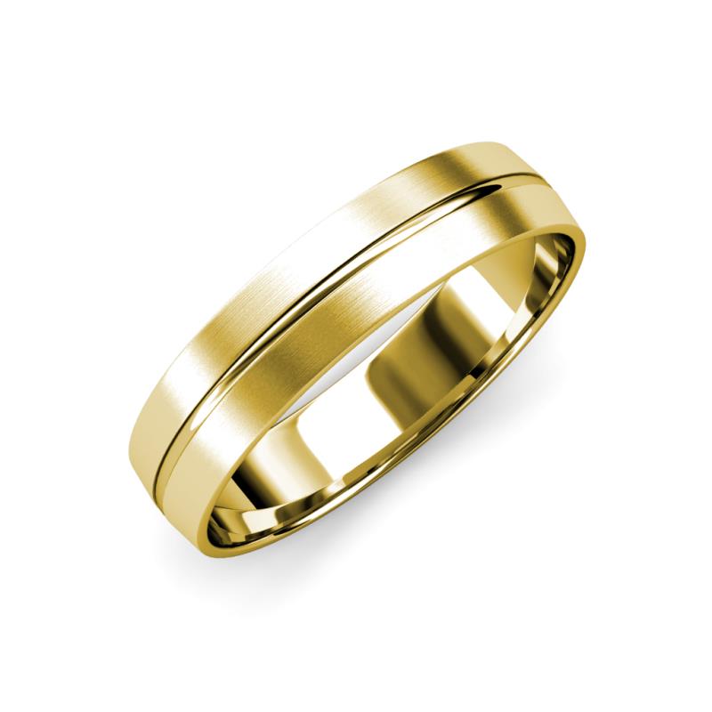 Ezalor Satin Finish 5 mm Center Ridge Wedding Band 