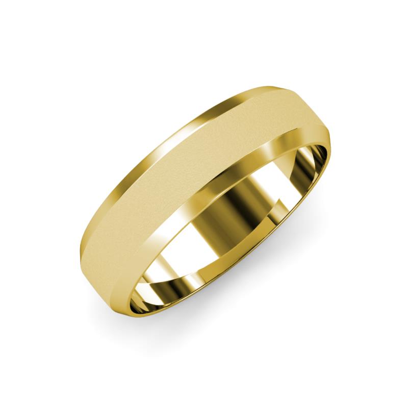 Feivel Glass Finish 4.00 mm Beveled Edge Wedding Band 