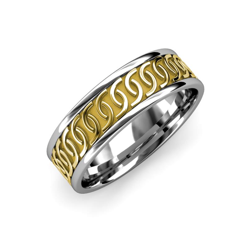 Eavan High Polish 6.00 mm Two Tone Celtic Wedding Band 