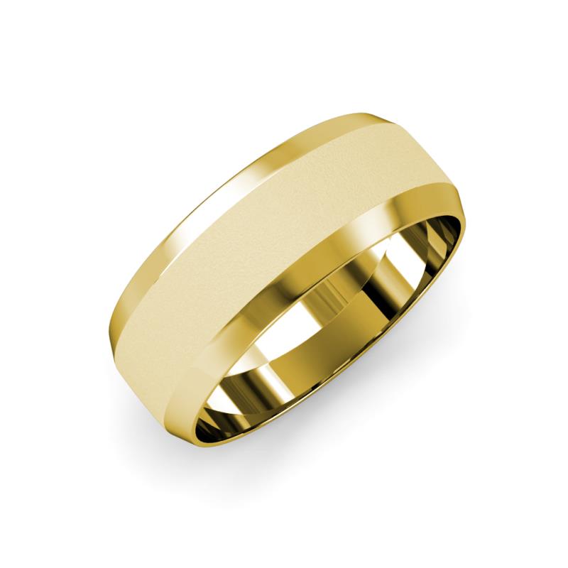 Feivel Glass Finish 4.00 mm Beveled Edge Wedding Band 