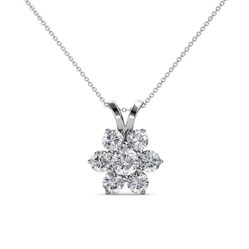 Diamond Womens Floral Halo Pendant Necklace 0.80 ctw 14K White Gold ...