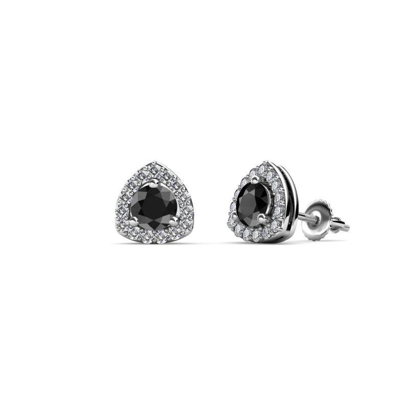 Black and White Diamond Trillion Shape Stud Earrings 0.56 cttw in 14K ...