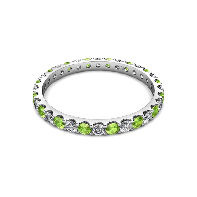 Peridot and Diamond UProng Womens Eternity Ring Stackable 1.76 ctw