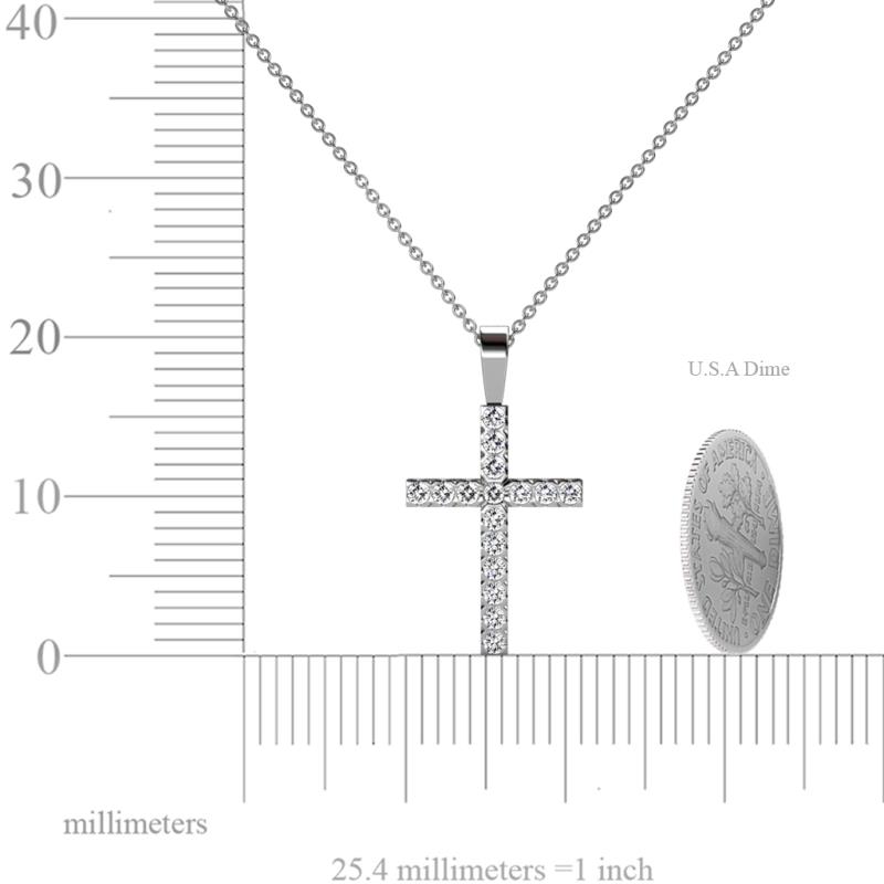 Petite Diamond Cross Pendant 0.32 ct tw in 14K White Gold.Included 18 ...