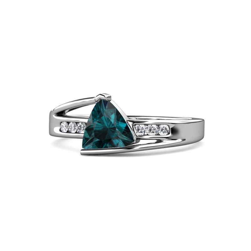 London Blue Topaz Diamond Engagement Ring 1.82 cttw in 14K White Gold ...