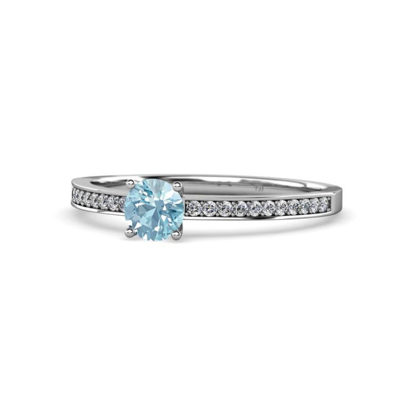Celia Aquamarine and Diamond Womens Engagement Ring 1.18 ctw 14K White ...
