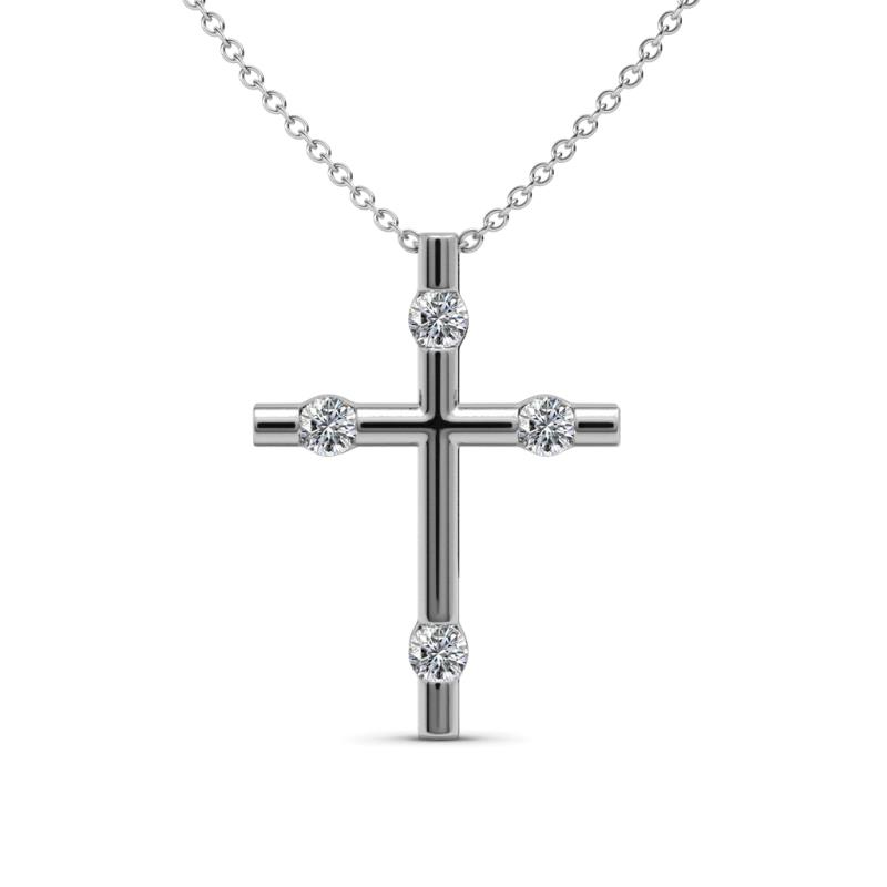 Petite Diamond Half Bezel Cross Pendant (I1I2, HI) 0.16 Carat tw in