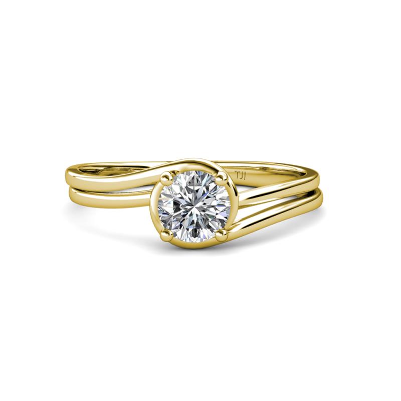 Diamond Bypass Womens Solitaire Engagement Ring 0.63 ct 14K Yellow Gold TriJewels