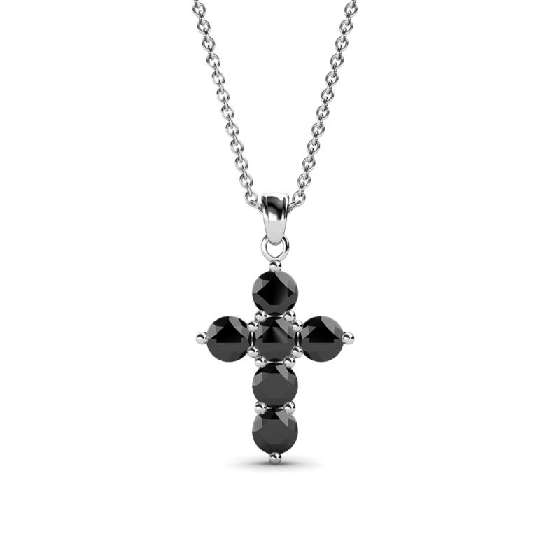 Black Diamond Womens Cross Pendant Necklace 0.44 ctw 14K White Gold