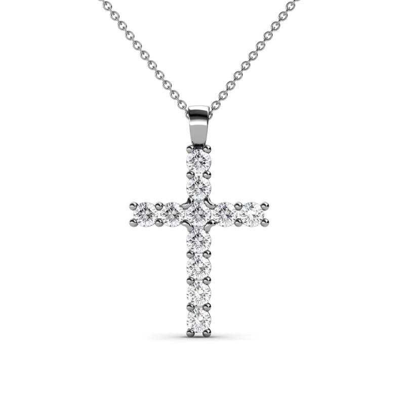 Petite Diamond Womens Cross Pendant Necklace 0.33 ctw 14K White Gold