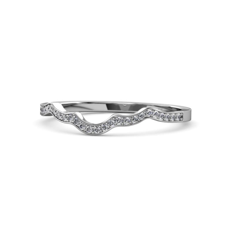 Diamond Curved Womens Wedding Band Stackable 0.14 ctw Platinum TriJewels