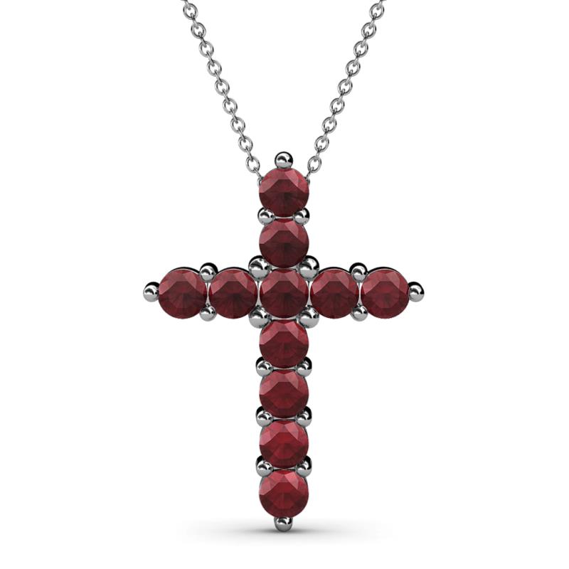Red Garnet Womens Cross Pendant Necklace 0.92 ctw 14K White Gold ...