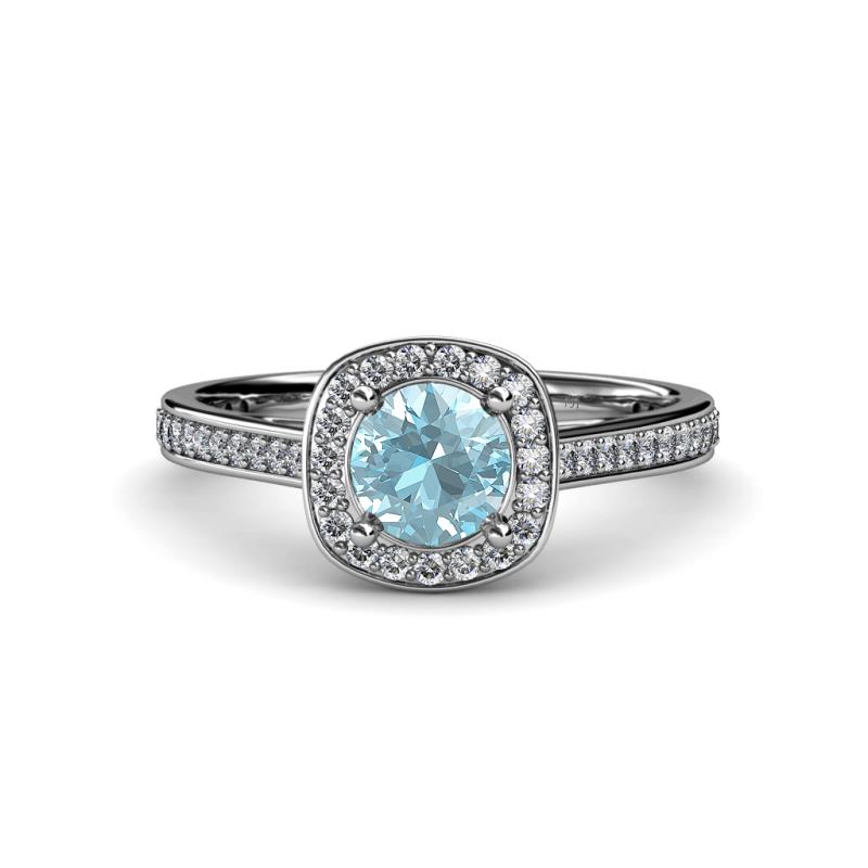 Aquamarine and Diamond (SI2-I1, G-H) Halo Engagement Ring 1.07 cttw in ...