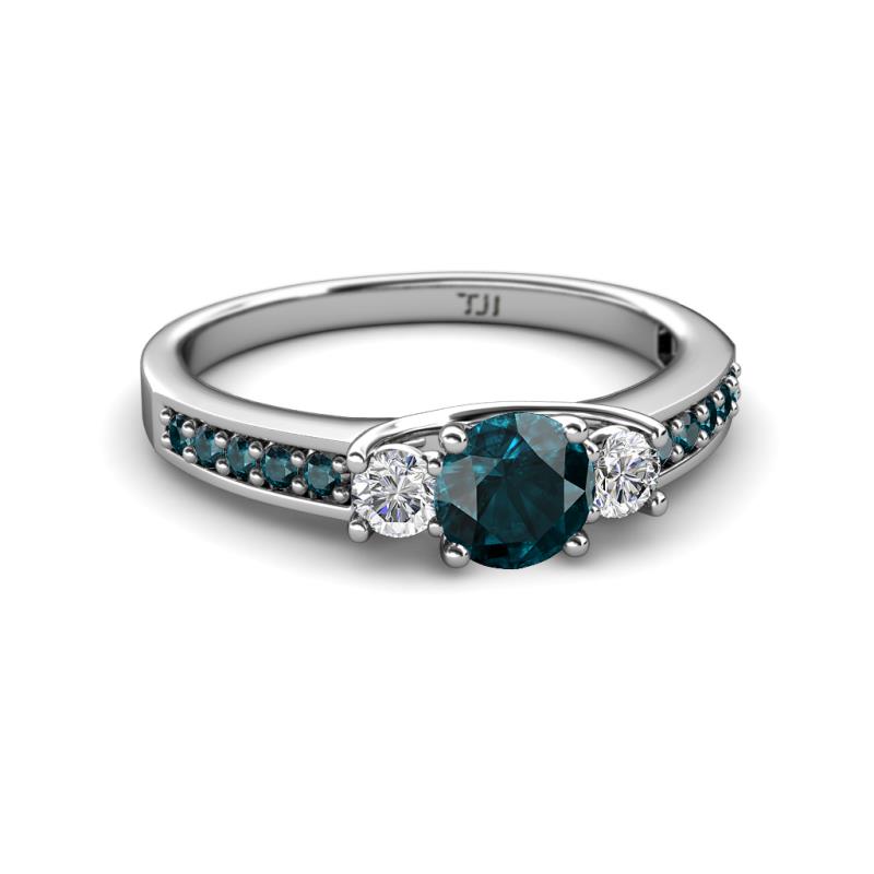 London Blue Topaz and Diamond Womens Three Stone Engagement Ring with ...