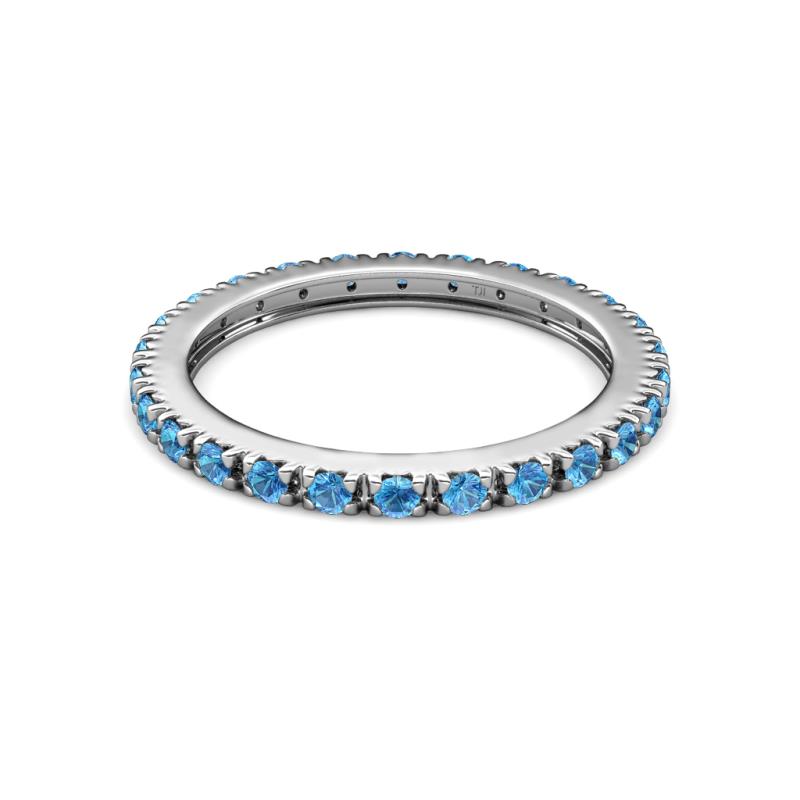 Blue Topaz French Set Womens Eternity Ring Stackable 0.88 ctw* 14K ...