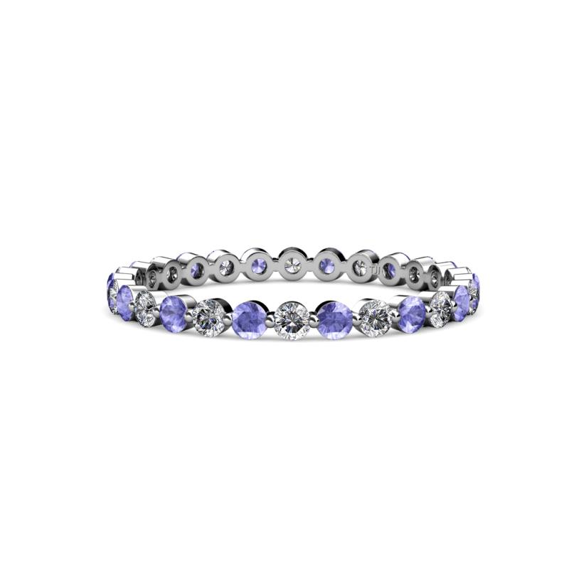 Floating Tanzanite and Diamond Womens Eternity Ring Stackable 3/4 ctw ...