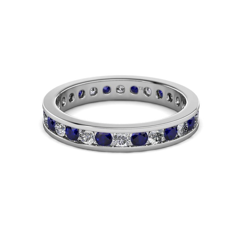 Blue Sapphire and Diamond Channel Set Womens Eternity Ring Stackable 1. ...