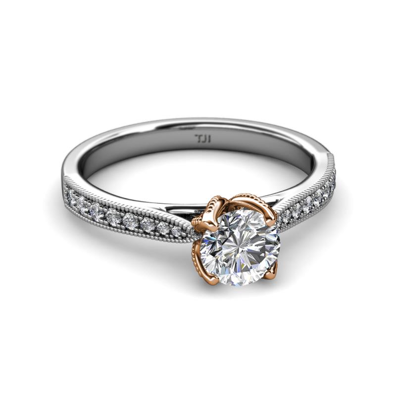 Diamond Two Tone Milgrain Solitaire Plus Womens Engagement Ring 1.16