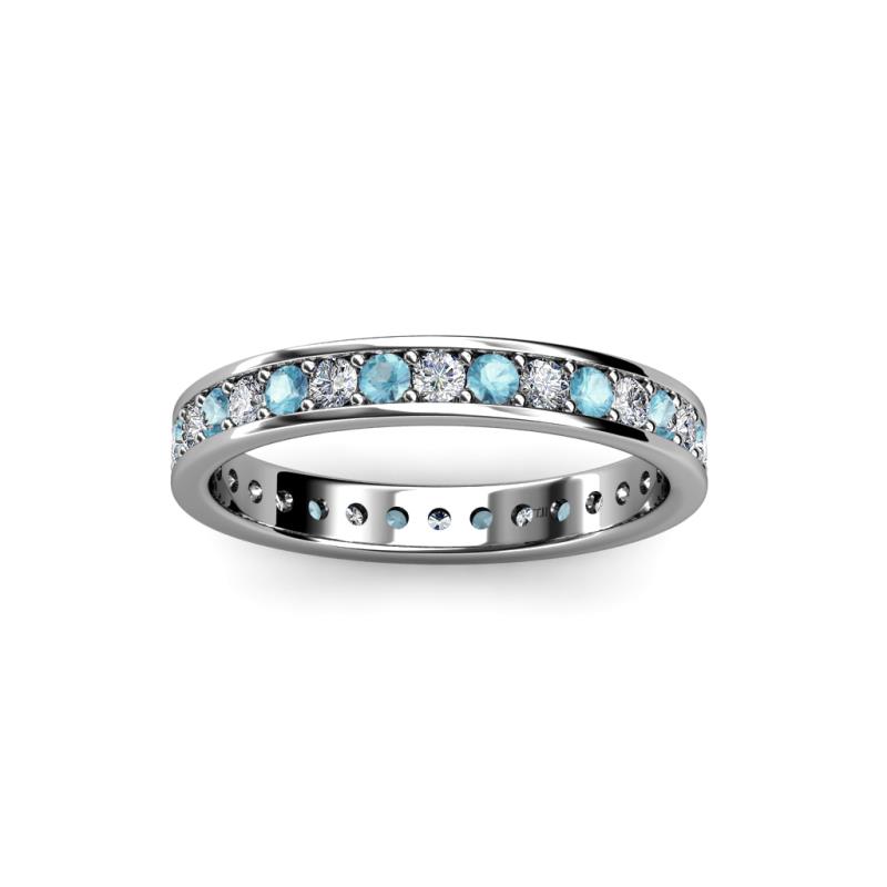 Aquamarine and Diamond Womens Eternity Ring Stackable 0.71 ctw* 14K