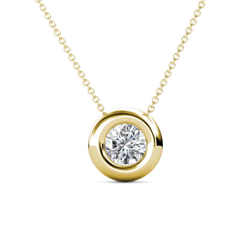 1 ct Round Diamond Donut Bezel Set Womens Solitaire Pendant Necklace 14K Yellow Gold.Included 16
