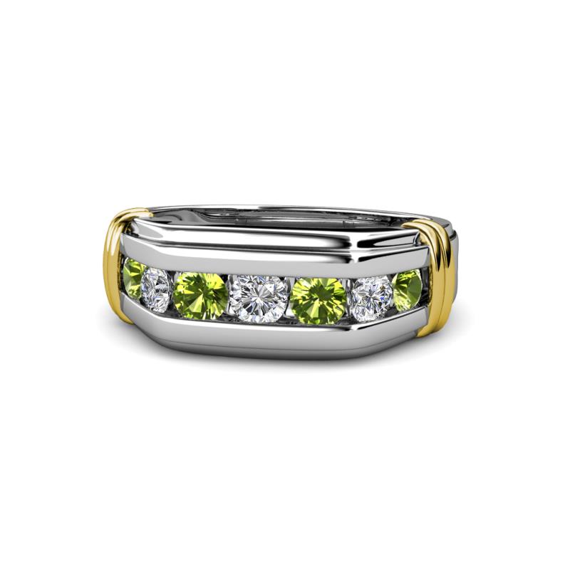 SVC-JEWELS Mens 14k Black Gold Over Channel Set Round Peridot Wedding Band Anniversary Ring 