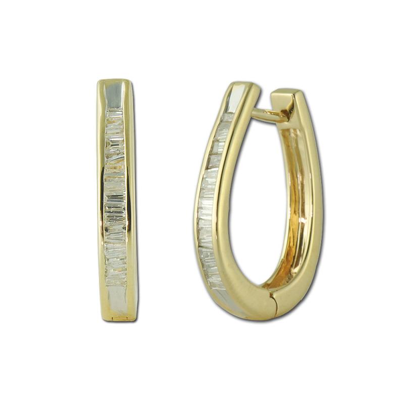 Diamond Baguette Shape Hoop Earrings 0.50ct tw in 14K Yellow Gold