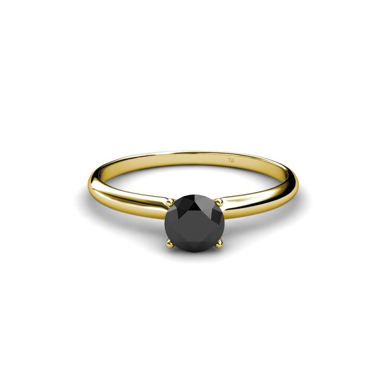 Black Diamond Round Shape Womens Solitaire Engagement Ring 0.75 ct 14K ...