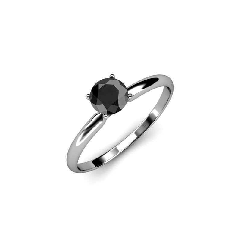 Black Diamond Solitaire Ring 0.50 ct in 925 Sterling Silver. TriJewels