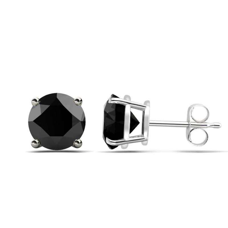 Black Diamond Womens Stud Earrings 1.00 ctw Platinum TriJewels